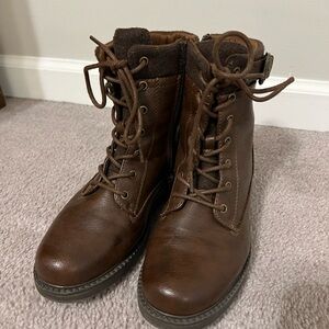 Brown Lace-Up Ankle Boots